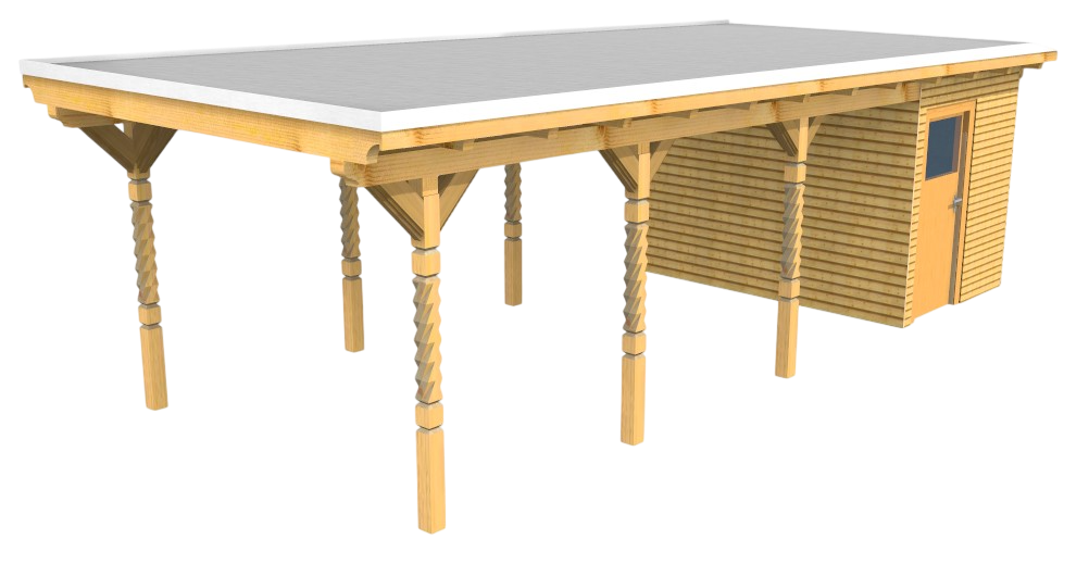 Einzelcarport mit Schuppen