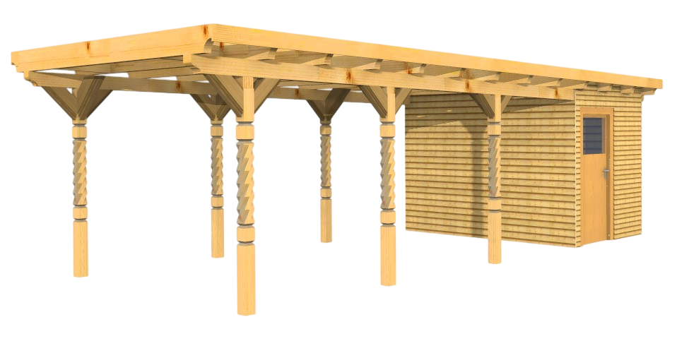 Einzelcarport mit Schuppen