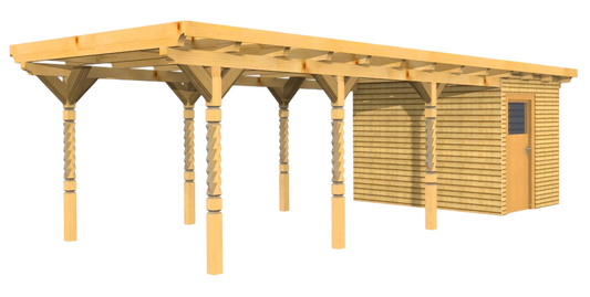Einzelcarport mit Schuppen